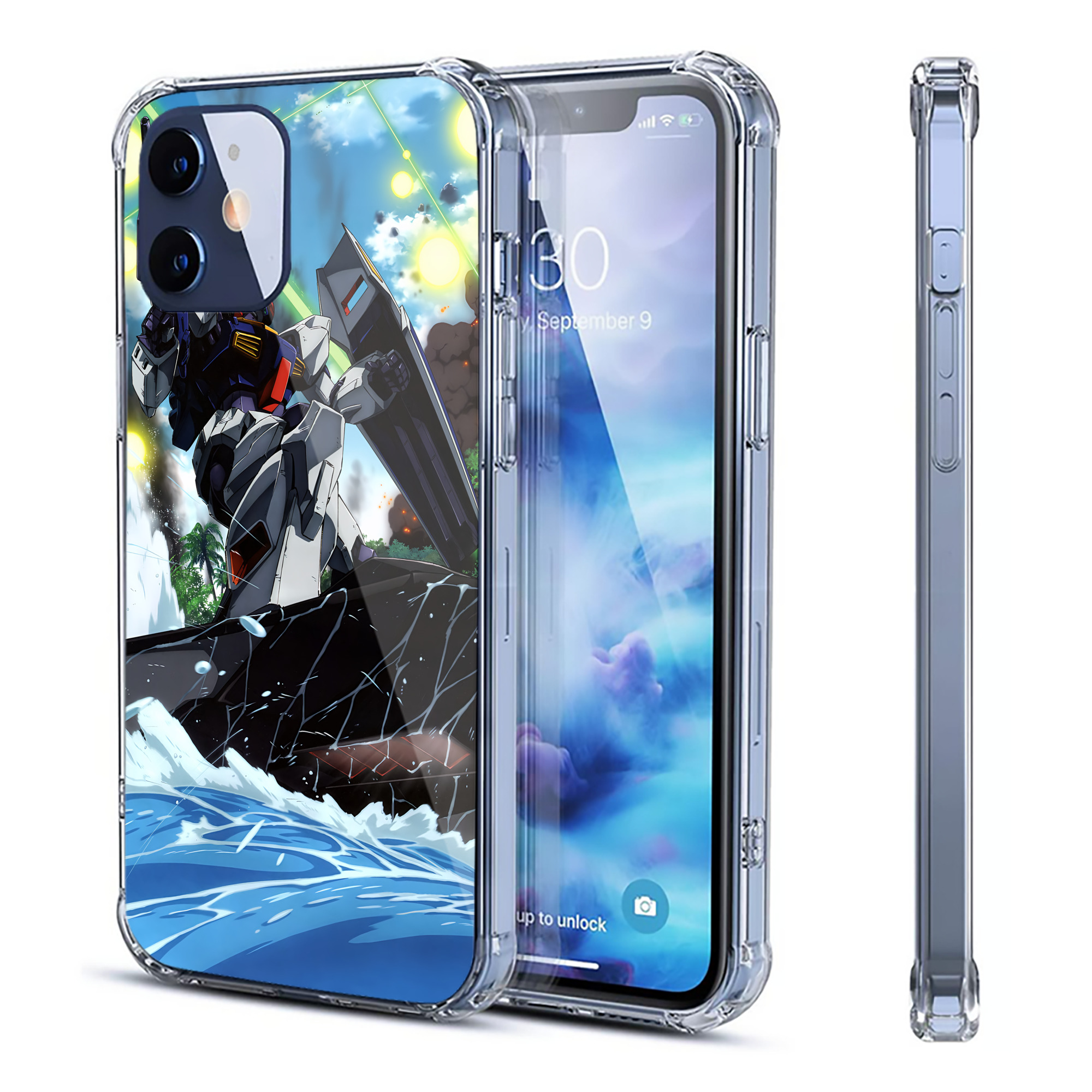 （画像用） 機動戦士ガンダム Mobile Suit Gundam 【iPhone 12シリーズ対応】透明スマホケース（クリアソフトケース）